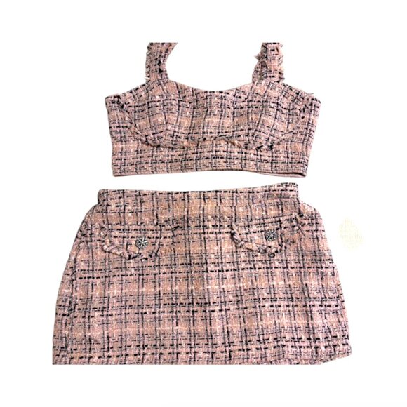 NWOT Wild Fable Tweed Pink Set Skort (S) & Crop Top (XS) - Picture 1 of 7